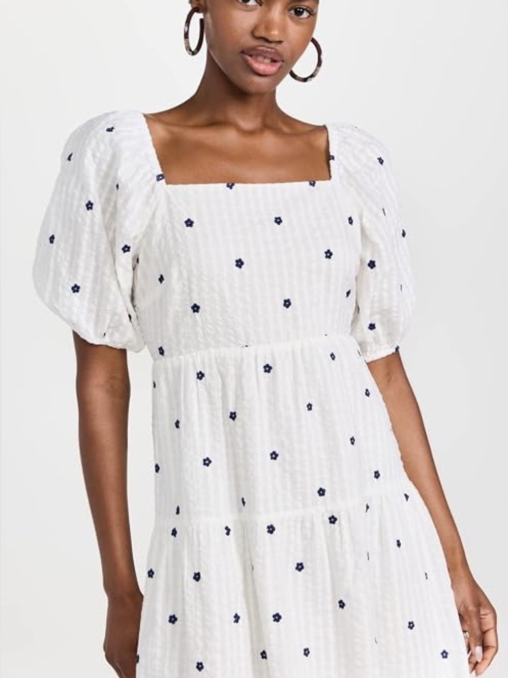 Rails Selene mini dress in white with navy embroidered daisies small NWT